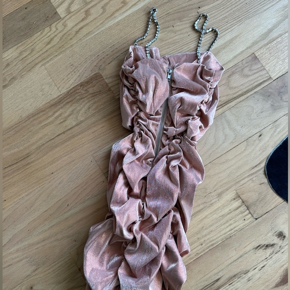 AREA metallic ruched mini dress - Picture 4 of 7